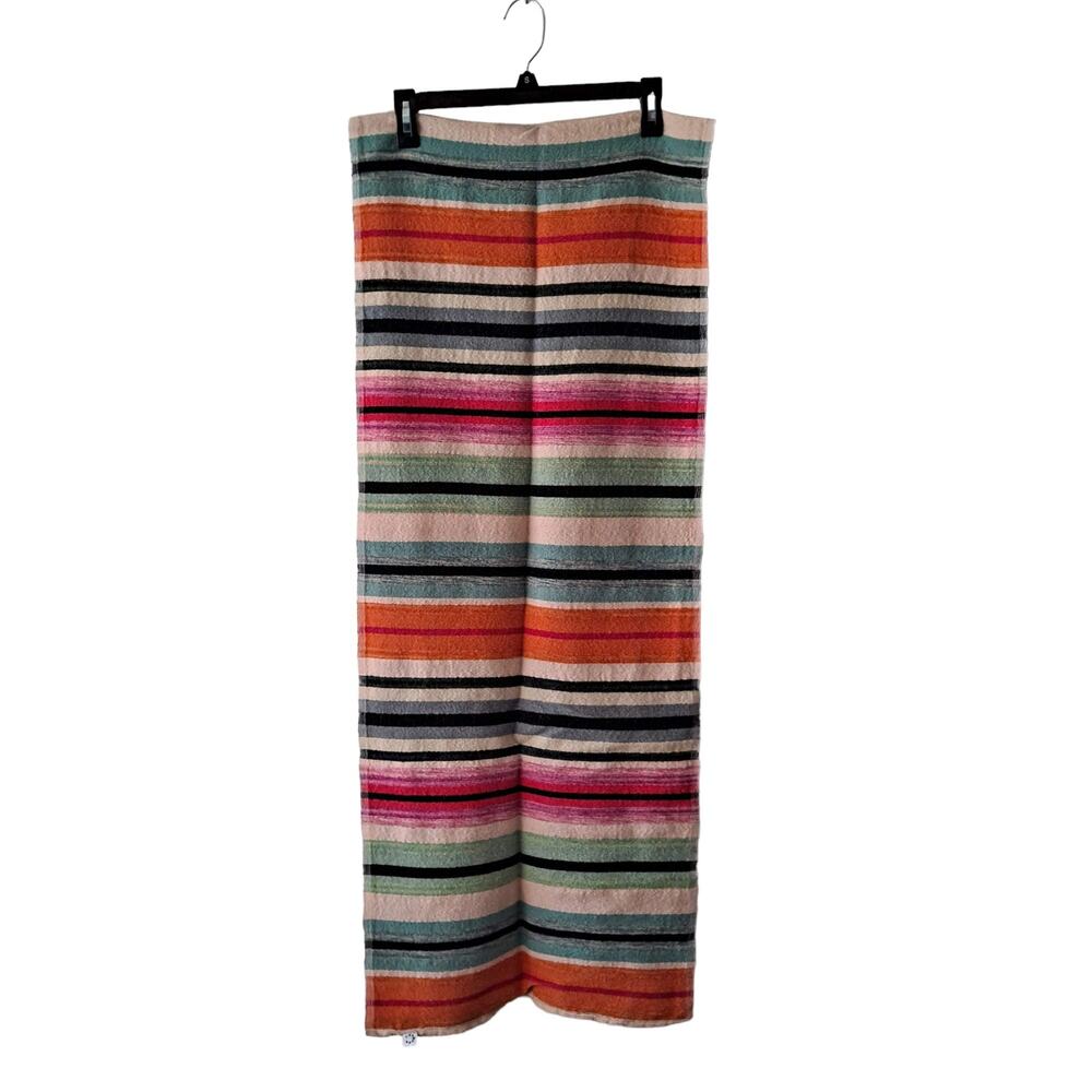 Multicolor Rainbow Striped Very Long Textured Rectangular Scarf - Size 17" X 88" - Picture 3 of 11